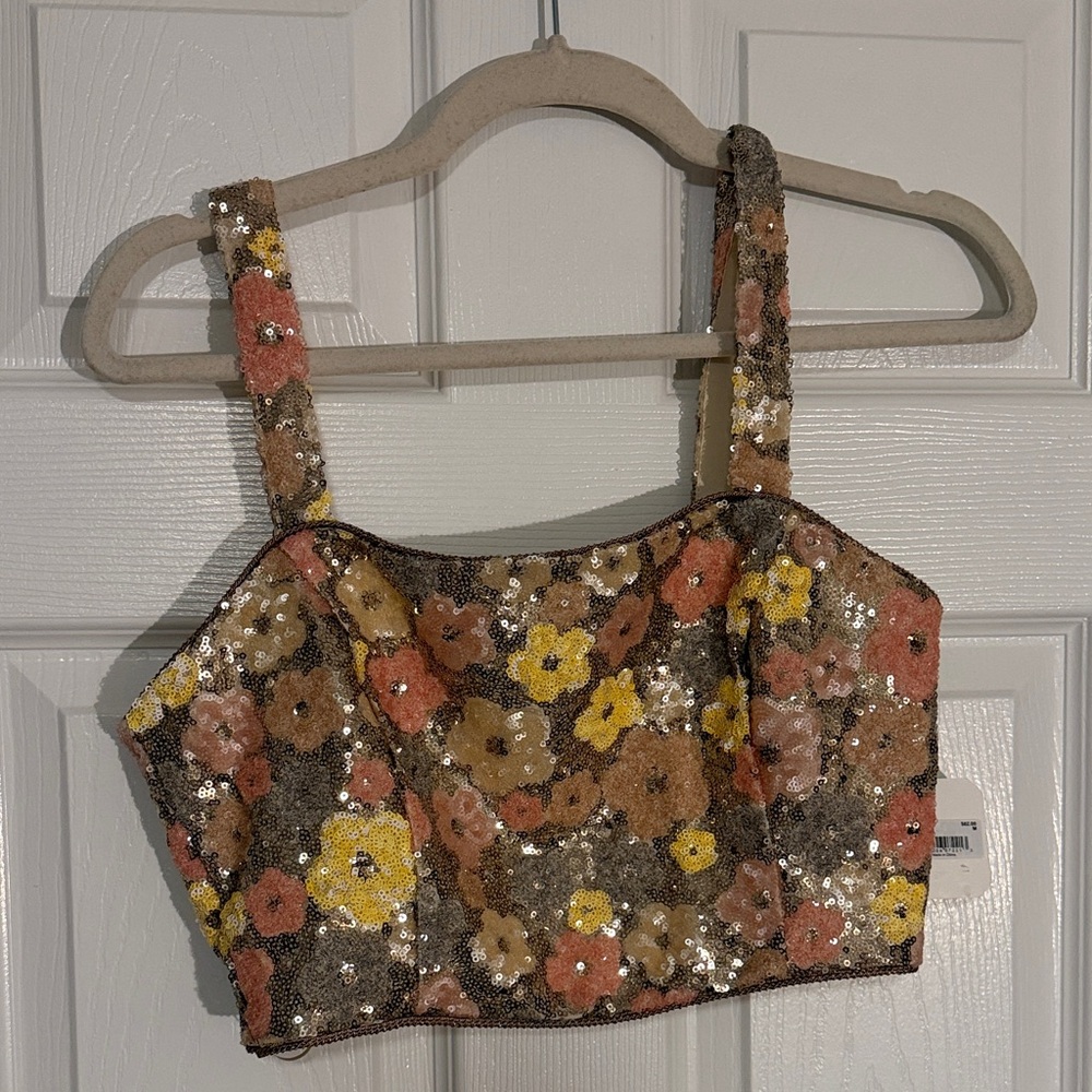 Altr’d State Floral Sequin Crop Top NWT